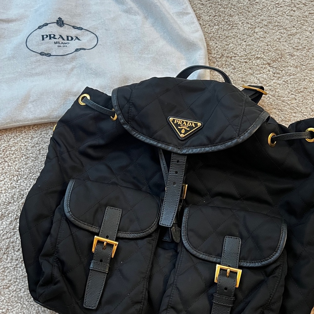 Prada Black Quilted Backpack